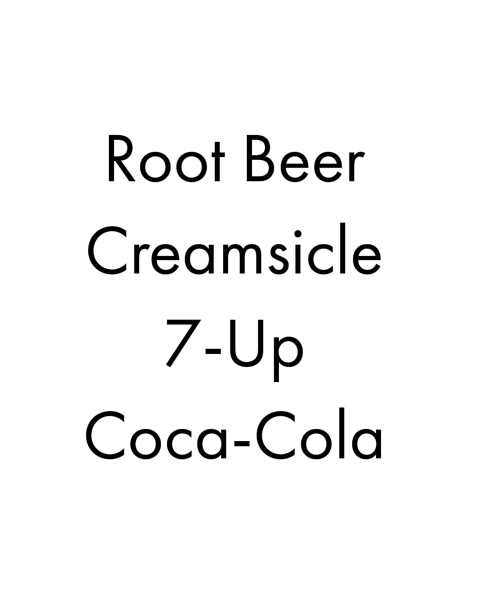Menu floats flavors